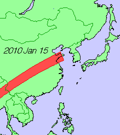 2010年1月15日の金環日食帯地図
