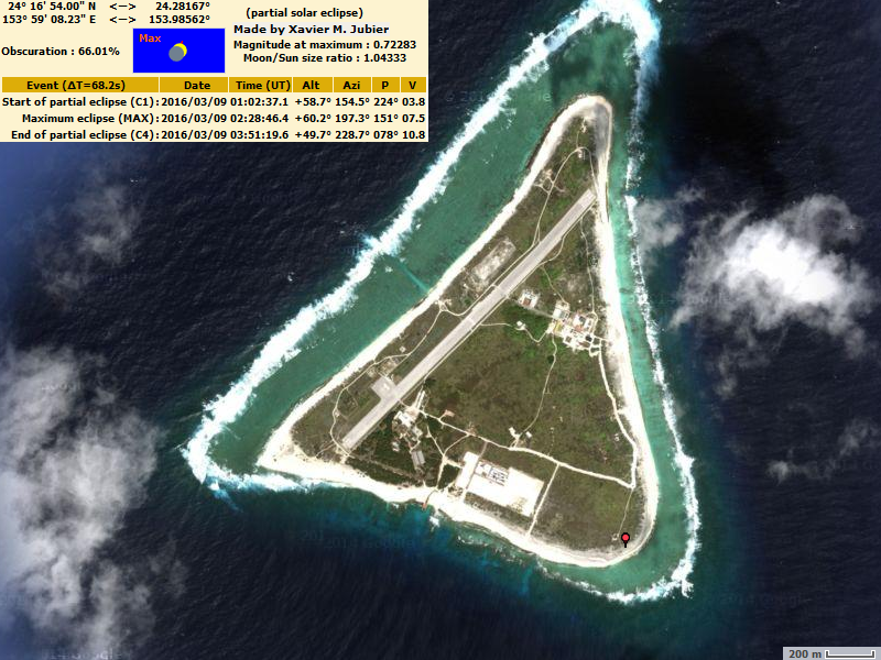 NASAによる南鳥島の衛星写真
